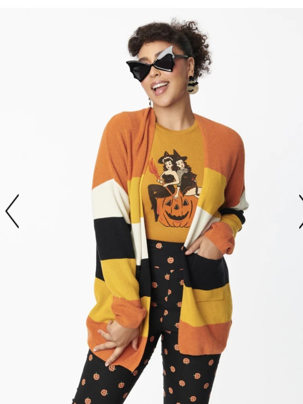 Unique Vintage Magnolia Place Fall Stripe Open Cotton Knit Cardigan